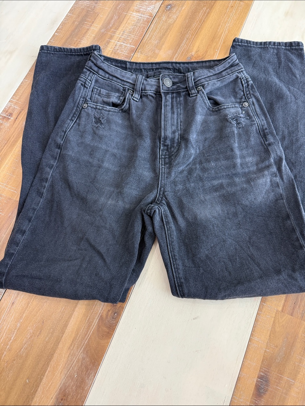 American Eagle Outfitters Black Bootcut Jeans with Light Fade